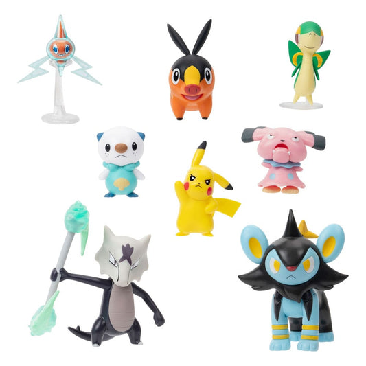 Battle Figure Set 8-Pack - Tepig, Oshowott, Snivy, Rotom, Pikachu, Snubull, Alolan Marowak, Luxio